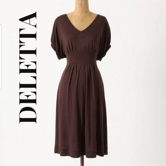 Anthropologie deletta 2 Piece Back Porch Lightweight Brown Rayon Modal Dress - Picture 1 of 7